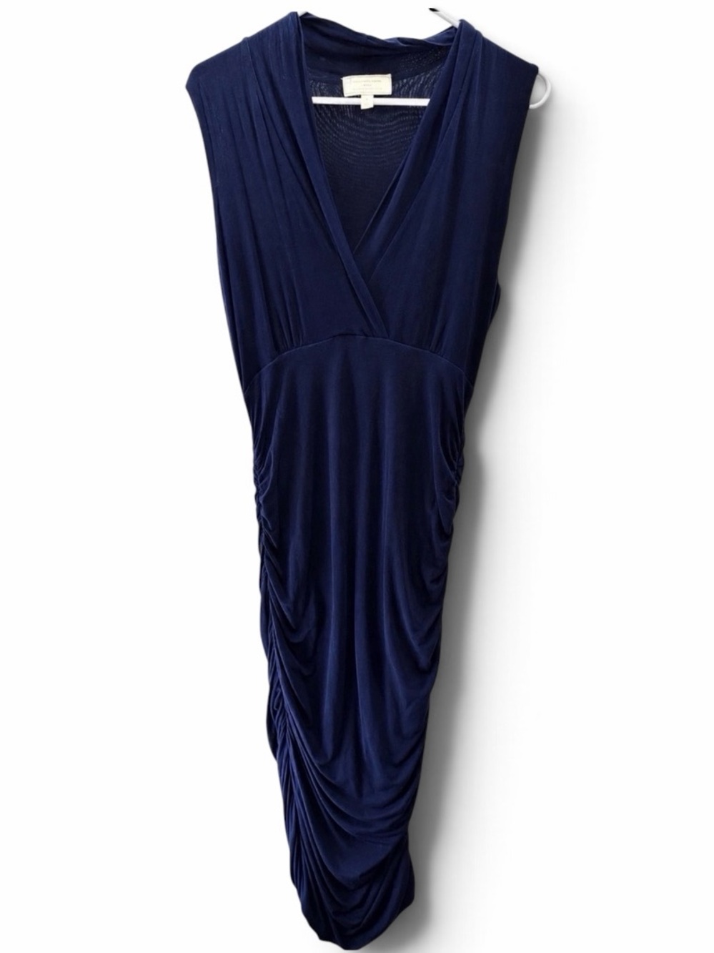Anthropologie x MOULINETTE SOEURS Sleeveless Navy Ruched Dress Size Medium